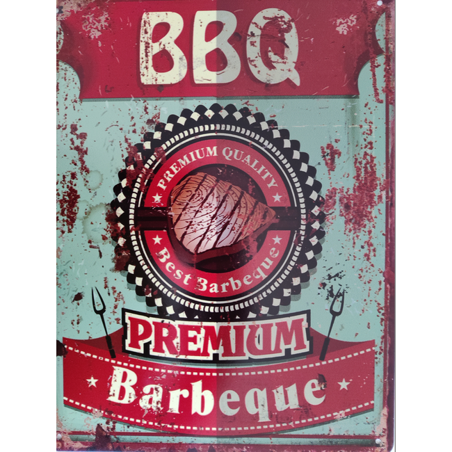 BBQ Wanddecoratiebord "Premium Barbeque" 25x33cm