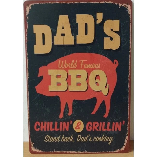 BBQ Wanddecoratiebord "Dad's BBQ Chillin and Grillin" 30x20cm