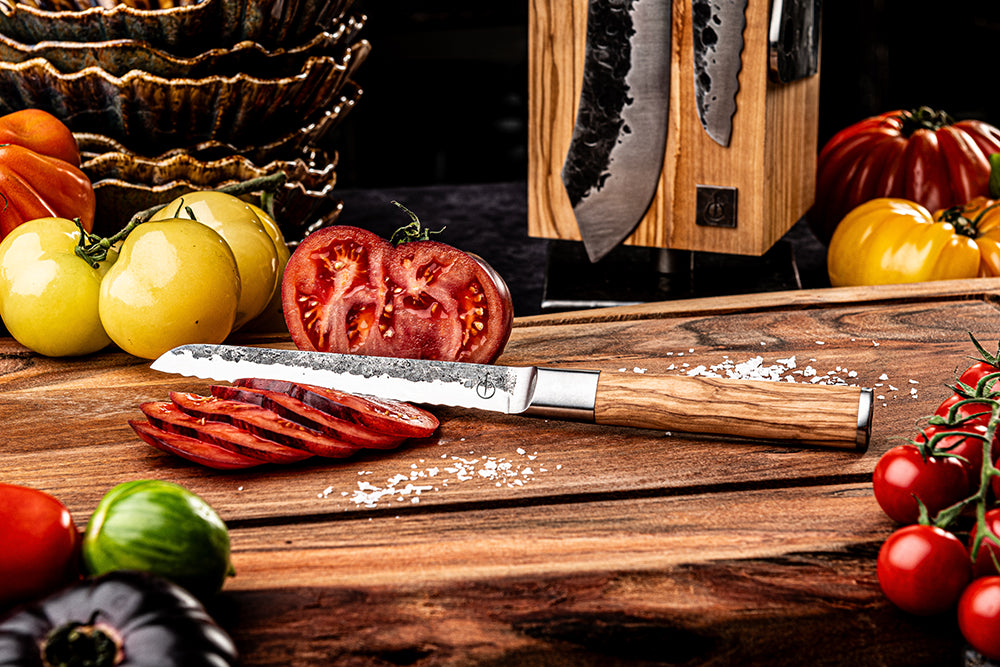 Forged Olive Universeel Mes Gekarteld