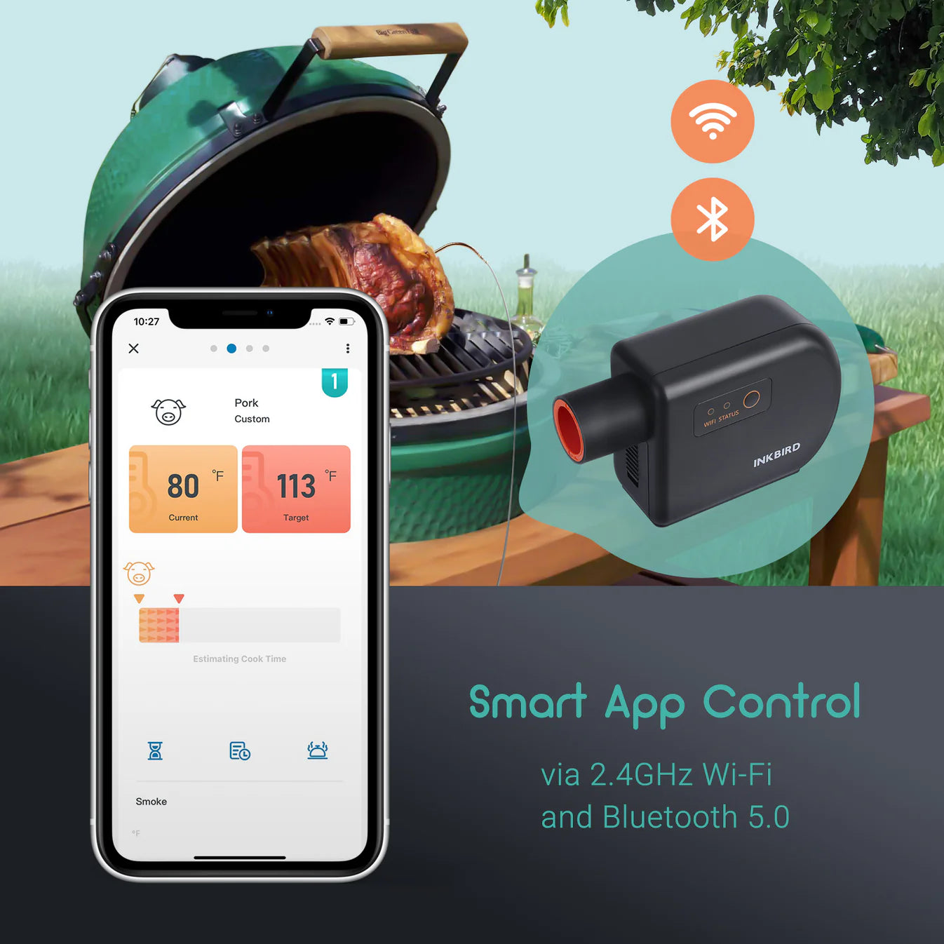 INKBIRD ISC-027BW Bluetooth + Wifi Smoker Fan Controller | 4 wireless probes