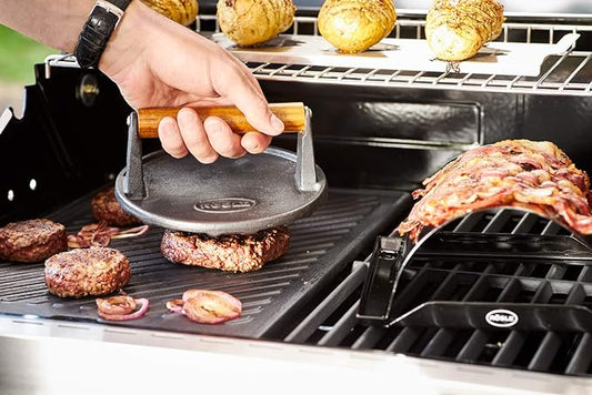 Rösle Barbecue Grill Pers Rond Gietijzer met houten handgreep ø 17,5 cm