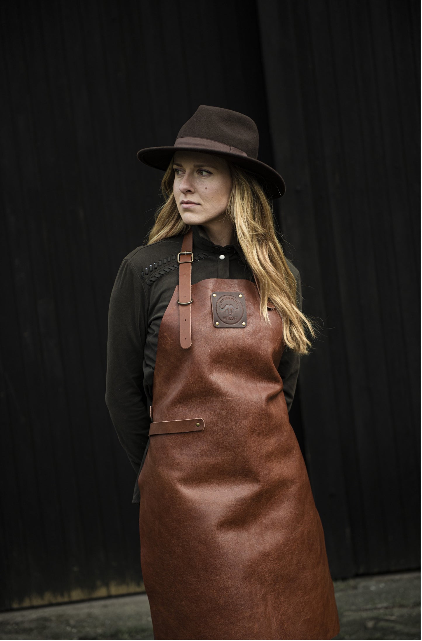 Witloft Buffeleder schort - Cognac