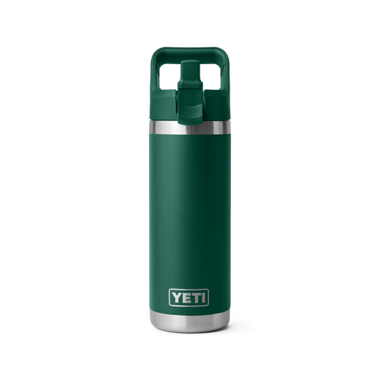 YETI Rambler Water Bottle with Color-Matched Straw Cap 18 oz (532ml) | Black Forest Green