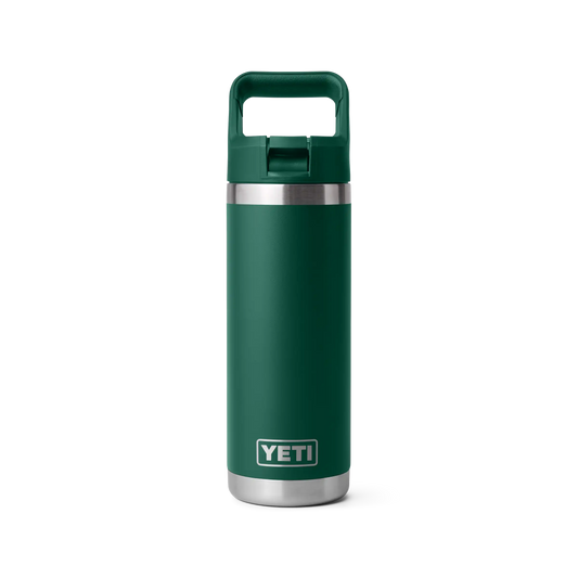 YETI Rambler Water Bottle with Color-Matched Straw Cap 18 oz (532ml) | Black Forest Green