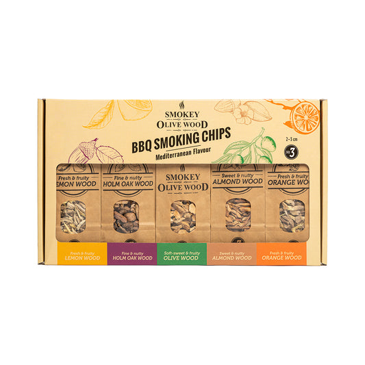 Smokin' Flavours Giftbox BBQ Smoking Chips Olive Wood - 5 flavours
