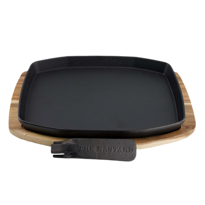 The Bastard Sizzling Plate & Holder Cast Iron 21x28cm | Compact, Medium, Large