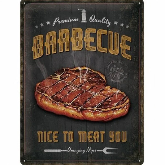BBQ Wanddecoratiebord "Barbecue Nice to Meat" 40x30cm