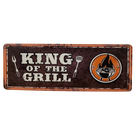 BBQ Wanddecoratiebord "King of the Grill" 36x13cm