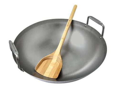 Big Green Egg Carbon Steel Grill Wok with Bamboo Spatula | Large, XLarge