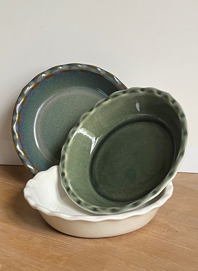 Emile Henry X Jars Céramistes | 175th Anniversary Limited Edition Pie Dish Orage Groen-Wit 26cm