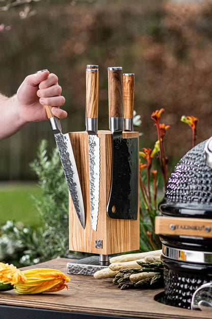 Forged Essentials Messenblok Magnetisch Roterend Olijfhout