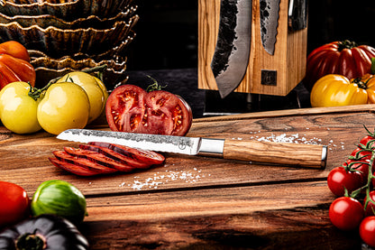 Forged Olive Universeel Mes Gekarteld