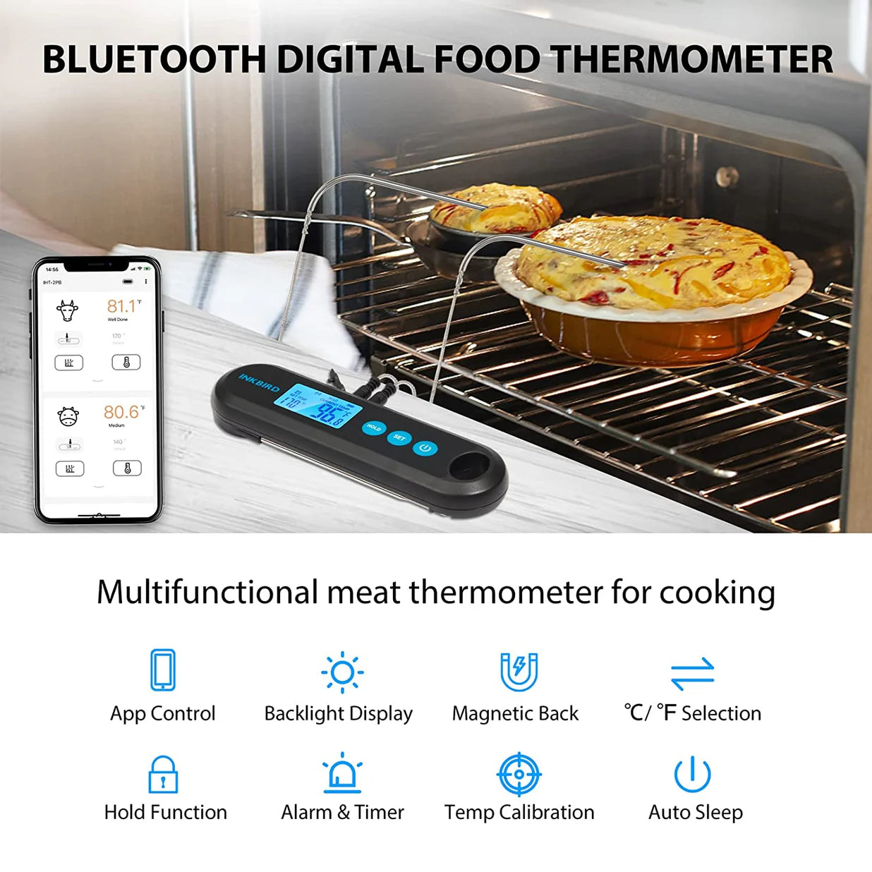 INKBIRD IHT-2PB Bluetooth Prik Thermometer | 2 wired probes
