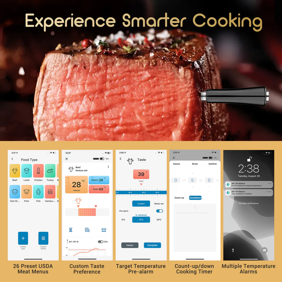 INKBIRD INT-11P-B Bluetooth Barbecue Thermometer | 1 wireless probe