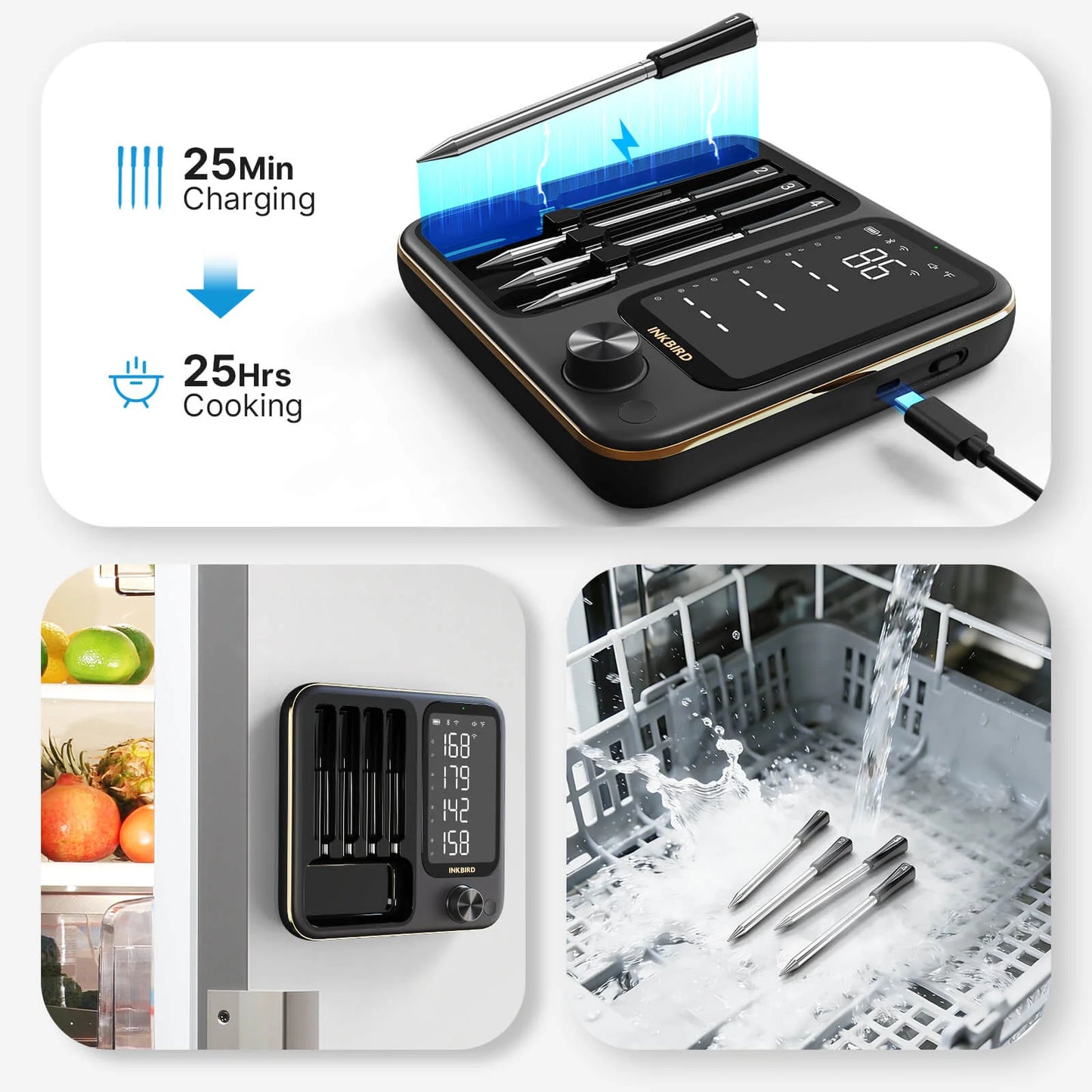 INKBIRD INT-14-BW Bluetooth + Wifi Thermometer | 4 wireless probes