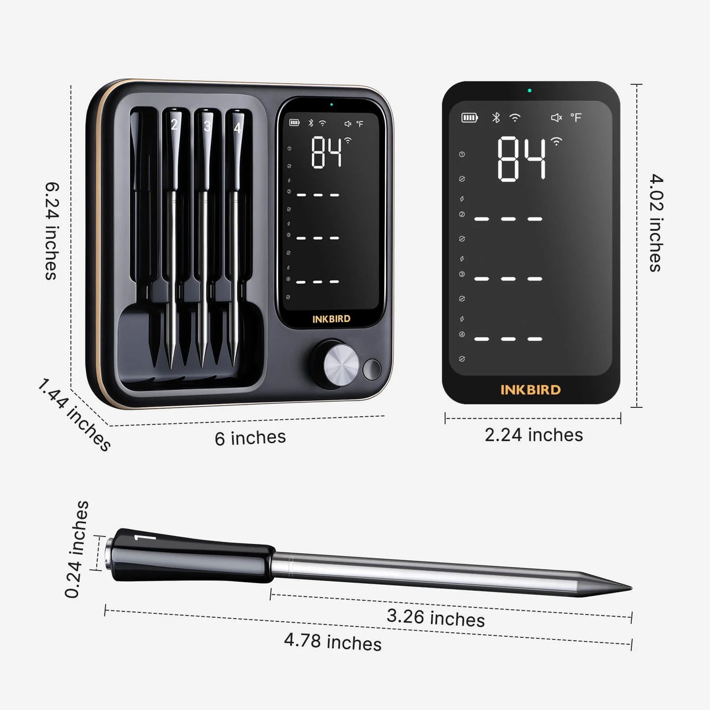 INKBIRD INT-14-BW Bluetooth + Wifi Thermometer | 4 wireless probes