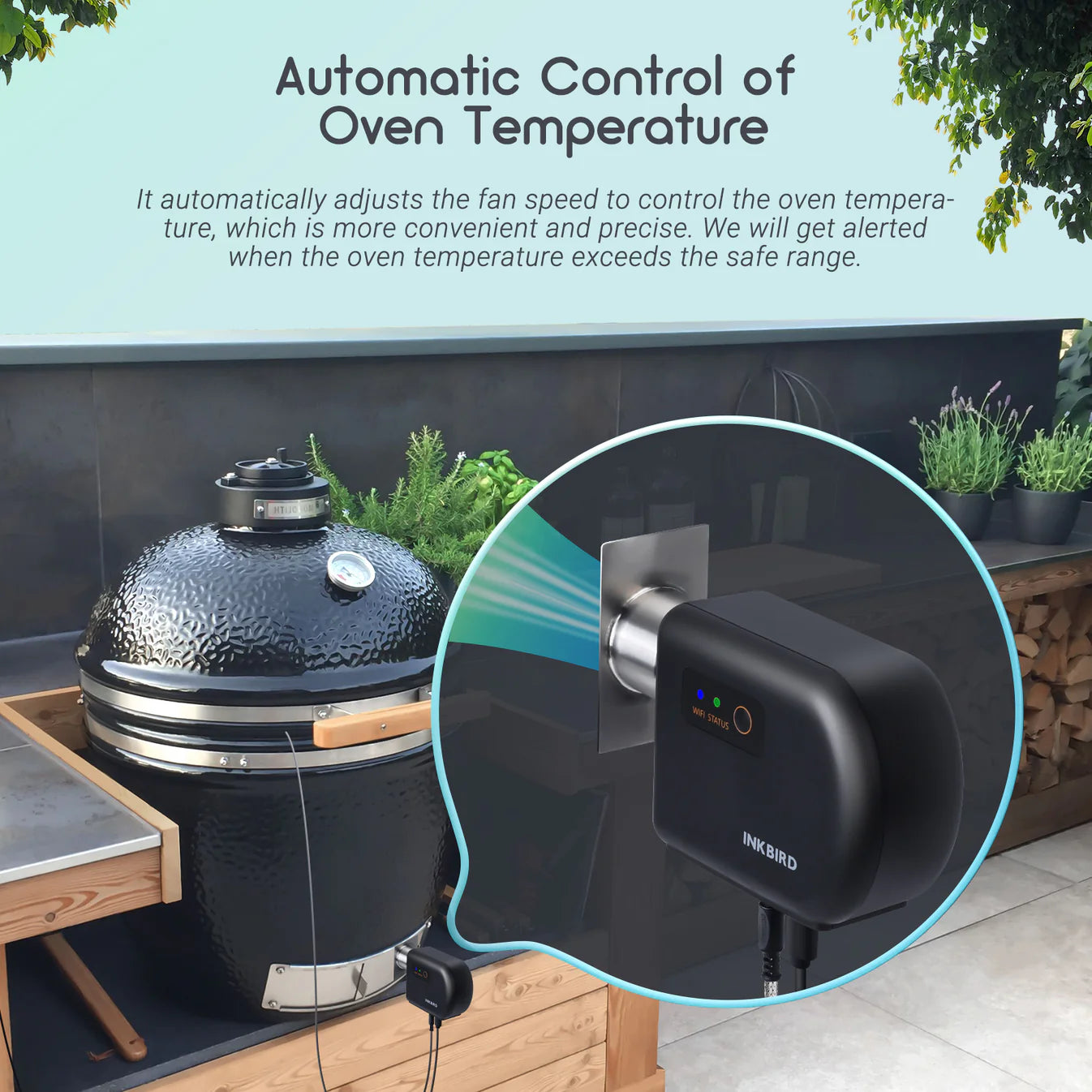 INKBIRD ISC-027BW Bluetooth + Wifi Smoker Fan Controller | 4 wireless probes
