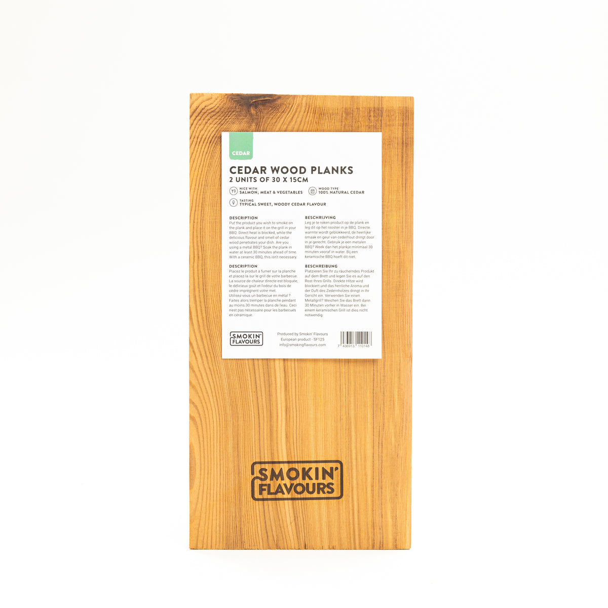 Smokin' Flavours Cederhouten planken 30x15x1,1cm | 2 stuks