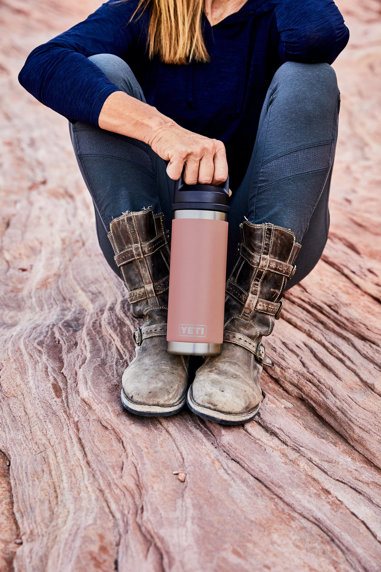 YETI Rambler Water Bottle with Chug Cap 18oz (532ml) | Sandstone Pink