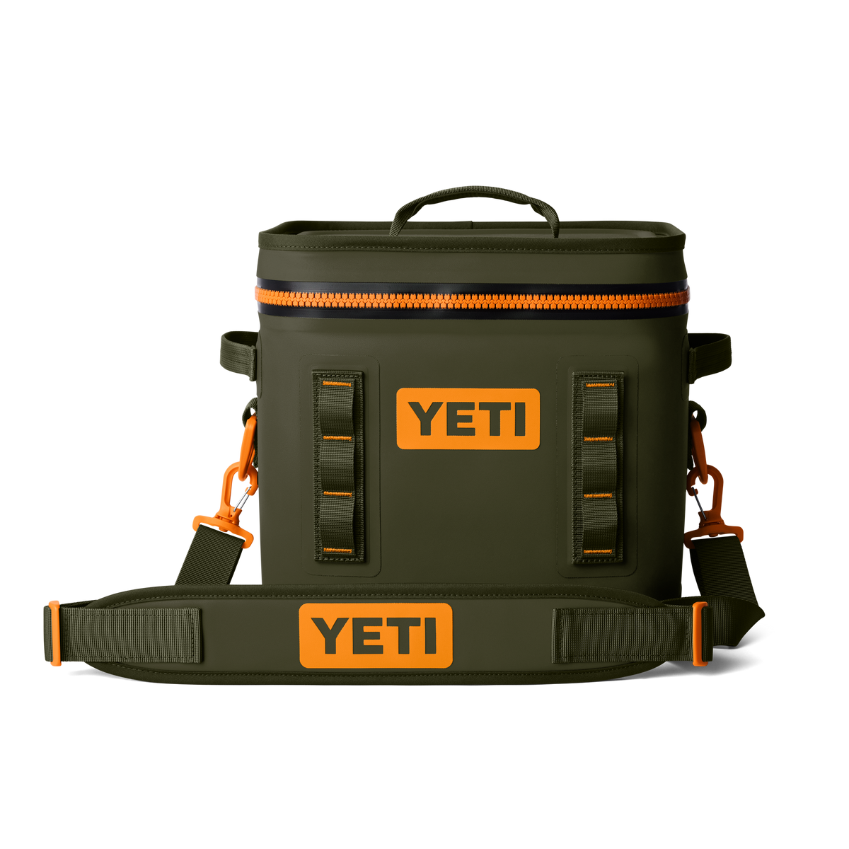 YETI Hopper Flip 12 Soft Cooler | Olive + King Crab Orange