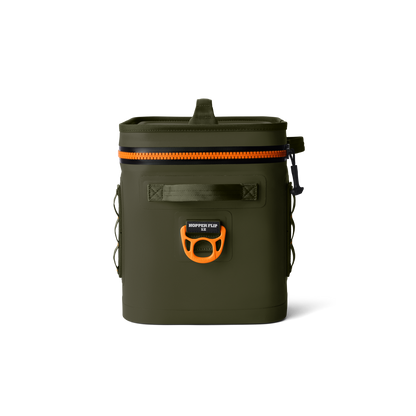 YETI Hopper Flip 12 Soft Cooler | Olive + King Crab Orange