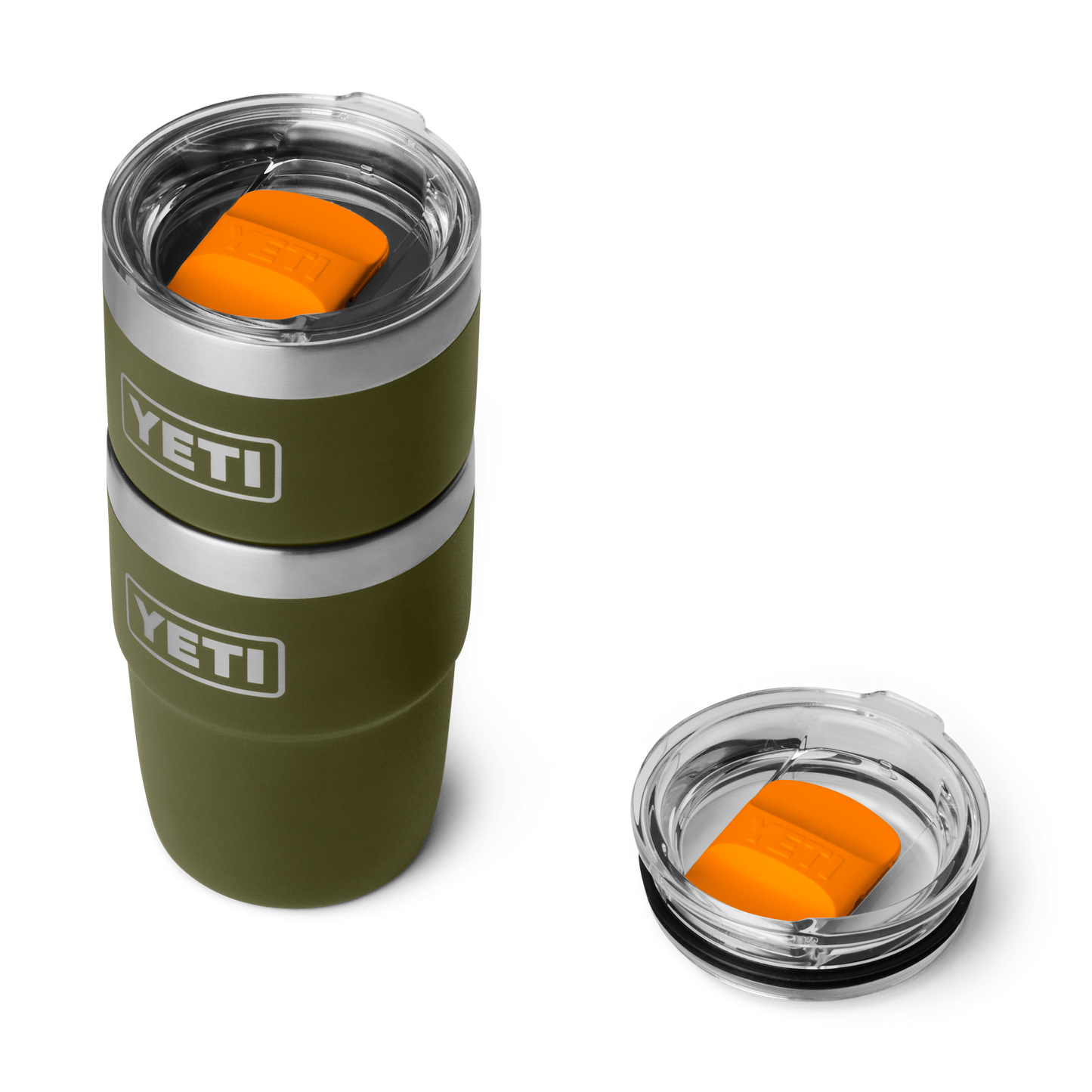 YETI Rambler Stackable Cup CL with Magslider Lid 8 oz (237ml) | Olive + King Crab Orange