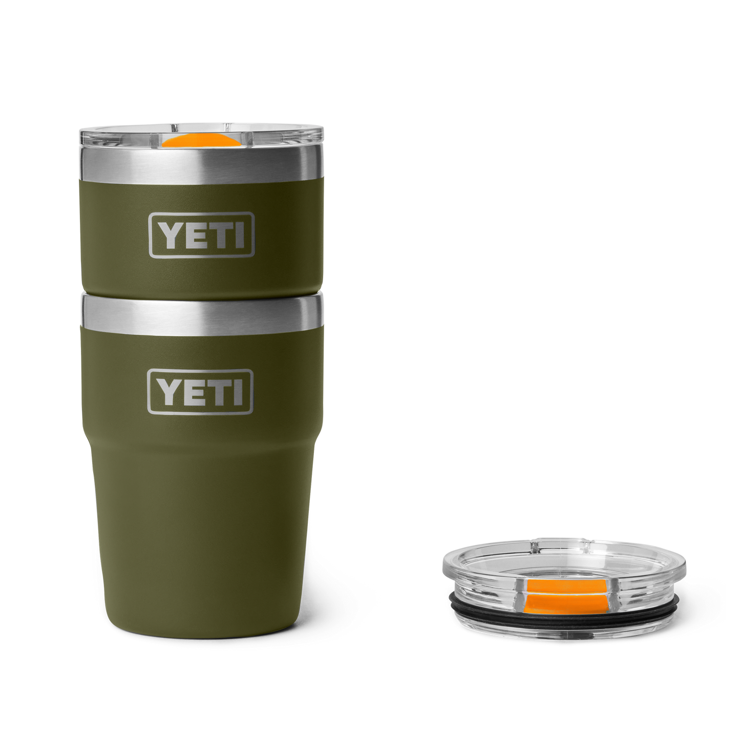 YETI Rambler Stackable Cup with Magslider Lid 16 oz (473ml) | Olive + King Crab Orange