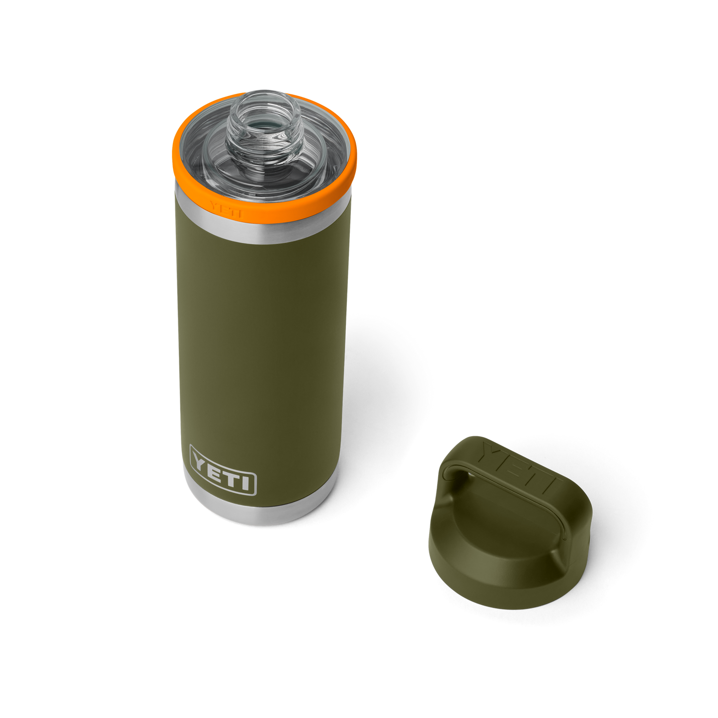 YETI Rambler Water Bottle with Chug Cap 18 oz (532ml) | Olive + King Crab Orange