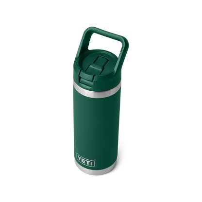 YETI Rambler Water Bottle with Color-Matched Straw Cap 18 oz (532ml) | Black Forest Green