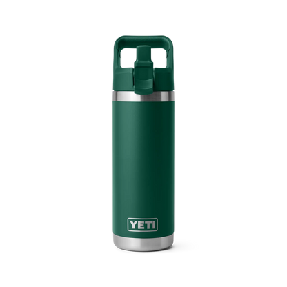 YETI Rambler Water Bottle with Color-Matched Straw Cap 18 oz (532ml) | Black Forest Green
