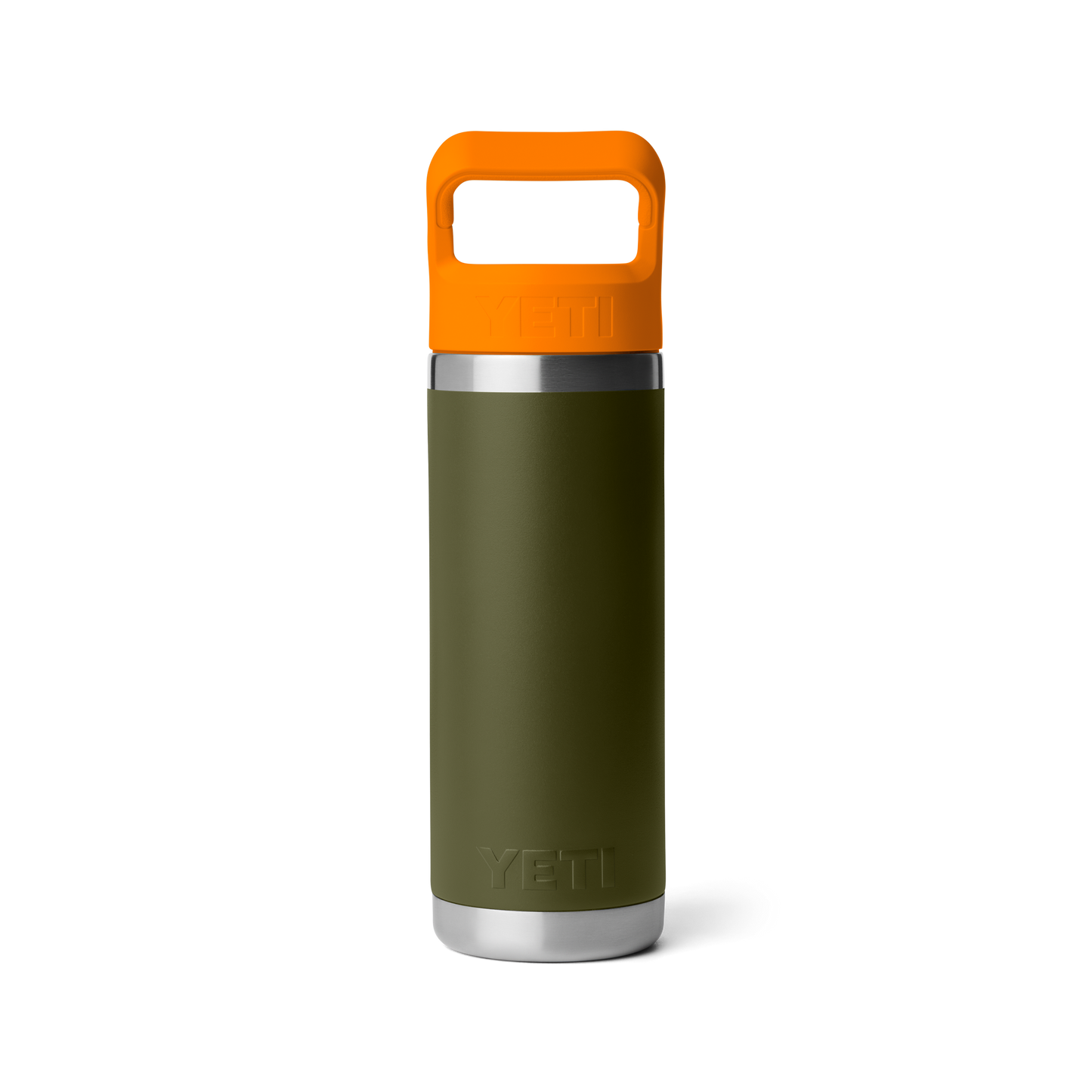 YETI Rambler Water Bottle with Color-Matched Straw Cap 18 oz (532ml) | Olive + King Crab Orange