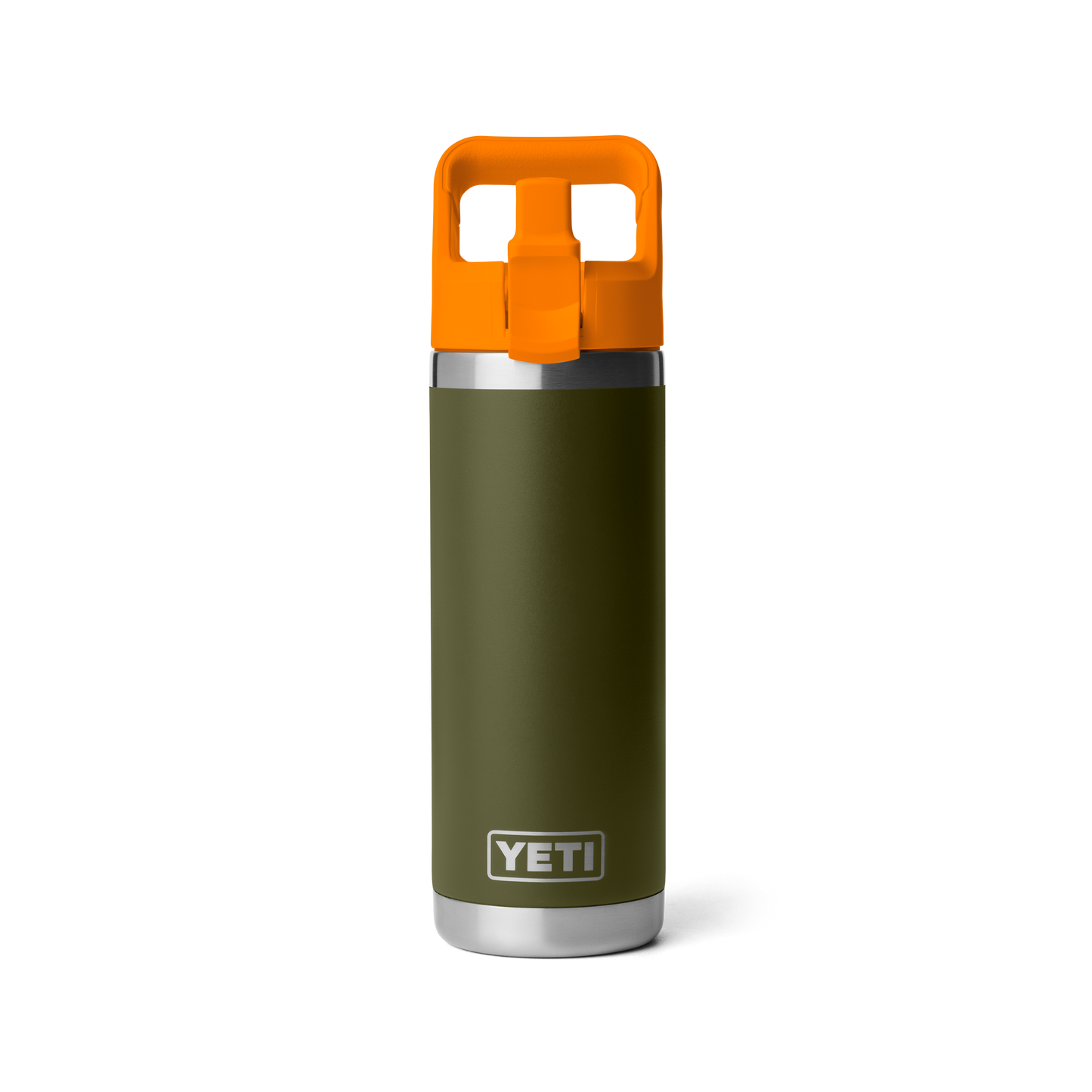 YETI Rambler Water Bottle with Color-Matched Straw Cap 18 oz (532ml) | Olive + King Crab Orange