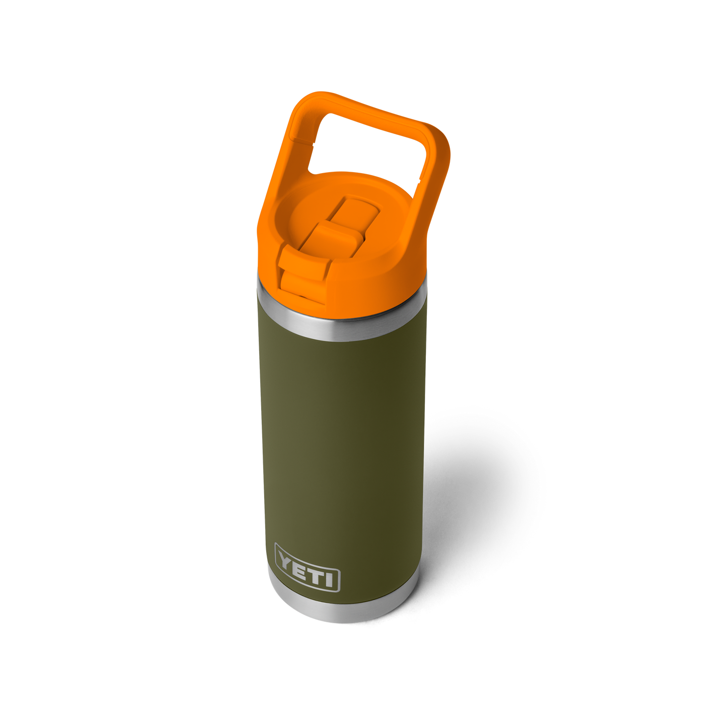 YETI Rambler Water Bottle with Color-Matched Straw Cap 18 oz (532ml) | Olive + King Crab Orange