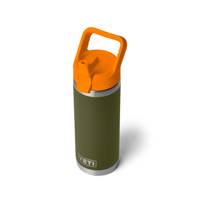 YETI Rambler Water Bottle with Color-Matched Straw Cap 18 oz (532ml) | Olive + King Crab Orange