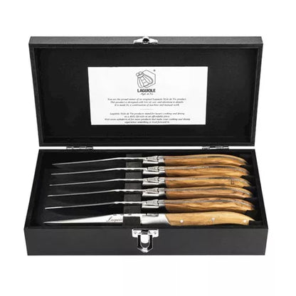 Laguiole Luxury Line Steakmessen - Olijfhout